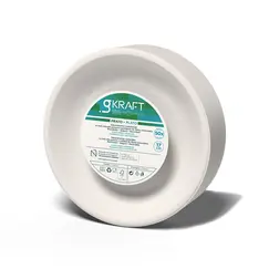 Pratos 17cm Celulose Eucalipto Redondo Branco gKRAFT 50un