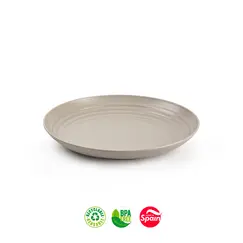 Pratos 22cm Plástico Reutilizável Classic Redondo Bege 1un