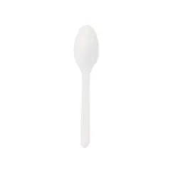 Colheres Sobremesa C-PLA Reutilizáveis 12,5cm Branco 100un