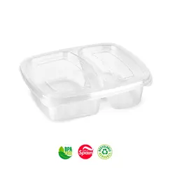 Caixa Hermética Lunch 2 Divisórias Nº1 725ml Transparente