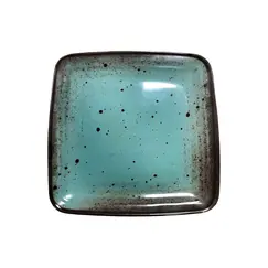 Prato 19x19x1.8cm Melamina Quadrado TERRACOTA Azul 1un