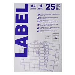 Etiquetas 096x050,8mm 25Fls InkJet Transparente Mate 250un