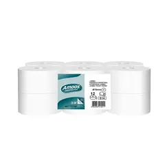 Papel Higiénico (Jumbo) 180mts 2Fls 30g Amoos 12un