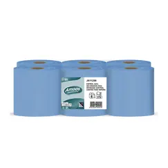 Rolo Espiral 125mx19,2cm 2Fls 36g AMOOS Picotado Azul 6un