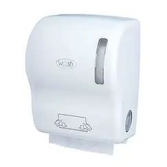 Dispensador Toalhas Rolo c/ Auto-Corte ABS Branco Brilho