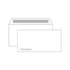 Envelopes 110x220mm DL s/Janela Branco Autodex 25un