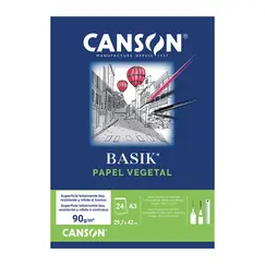 Papel Vegetal A3 90g Canson Basik Bloco 24Fls