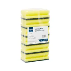 Esfregão Esponja Salva Unhas 14x7cm Amarelo/Verde Pack 6un