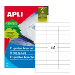 Etiquetas 070x025,4mm 100Fls 01270 Apli 3300un