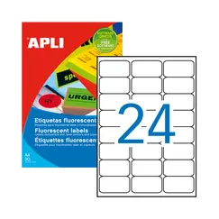 Etiquetas 064x033,9mm 20Fls Vermelho Fluorescente Apli 480un
