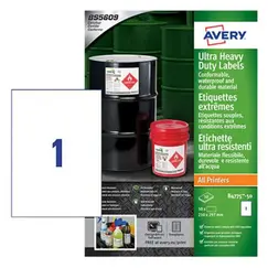 Etiquetas Ultra-Resistentes 210x297mm 50Fls A4 Avery 50un