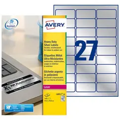 Etiquetas Resistentes 063,5x029,6mm 20Fls Prata Avery 540un