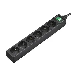 Bloco 6 Tomadas + Interruptor Cabo 3mts Preto