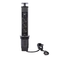 Tomada Tripla POP-UP de Secretária 2x USB-A - SCHUKO