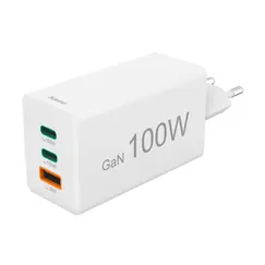 HAMA Fast Charger GaN 2x USB-C 1x USB-A Mini Charger PD 100 W white