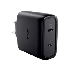 TRUST MAXO 65-watt GaN universal USB-C power adapter Apple PC 2 ports + cable Black