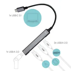 I-TEC USB-C Metal HUB 1x USB 3.0 3x USB 2.0 without power adapter
