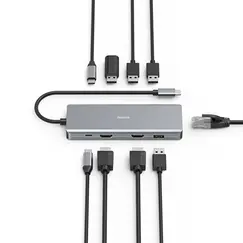 HAMA USB-C Hub 9 Ports 2x HDMI USB-A USB-C LAN Black