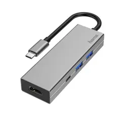 HAMA 200107 ezüst USB 3.1 Type-C HUB (2x USB A, 1x USB TYPE-C, HDMI)
