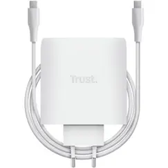 TRUST MAXO 100-watt GaN universal USB-C power adapter Apple PC 2 ports + cable White
