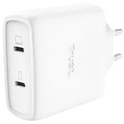 TRUST MAXO USB 65 Watt GAN Charger 2 USB-C Ports + Cable Black