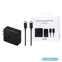 SAMSUNG ULTRA FAST DUO 50W or 2x 25W mains charger GaN with 45W 1.8m cable