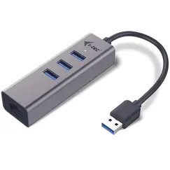 I-TEC USB-C Metal 3-Port HUB with Gigabit Ethernet Adapter 1x USB-C to RJ-45 3x USB 3.0 Port LED-Anzeige compatible with TB 3