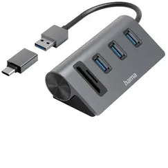 HAMA USB HUB/CARD READER, 5 PORTS - 200140