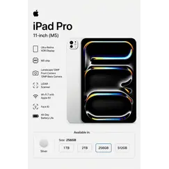 APPLE 11inch iPad Pro Wi-Fi 1TB with standard glass Silver