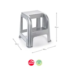 Escadote Plástico 2 Niveis 45cm Altura Cinza