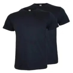 T-Shirt Adulto Algodão 190g Azul Navy Tamanho S Pack 2un