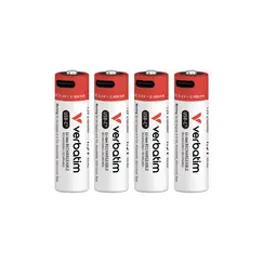 Pilhas Recarregáveis AA USB-C 1.5V 2100mAh Verbatim 4un