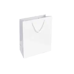 Saco 24x10x31cm Papel Couché 200g c/Asas Cordão Branco 1un