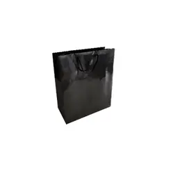 Saco 18x08x25cm Papel Couché 200g c/Asas Cordão Preto 1un