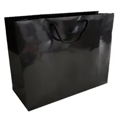 Saco 54x13x44cm Papel Couché 200g c/Asas Cordão Preto 1un