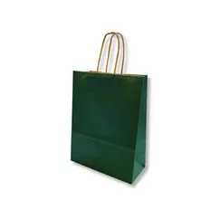 Saco 24x10x32cm Papel 100g c/Asas Verde Escuro 1un