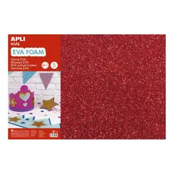 Placa de Cor Musgami Vermelho Purpurinas 40x60cm 2mm 3Fls