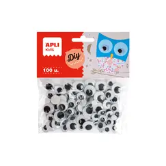 Olhinhos Redondos Apli Autocolantes 7-15mm Pretos 100un