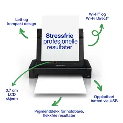 EPSON WorkForce WF-110W Printer colour ink-jet A4 5760x1440dpi 7ppm mono/4ppm colour capacity 20 sheets USB 2.0 Wi-Fi
