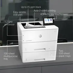 HP LaserJet Enterprise M507x Printer Mono Duplex laser A4 1200x1200dpi 43ppm 1200sheets USB LAN Wi-Fi Bluetooth LE