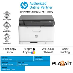 HP Color Laser MFP 178nw MFP colour laser A4 210x297mm A4 18ppmcopy 18ppmprint 150 sheets USB 2.0 LAN Wi-Fi