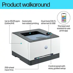 HP Color LaserJet Pro 3202dw Printer colour Duplex laser A4 600x600dpi 25ppm mono 25ppm colour 251sheets LAN USB Wi-Fi