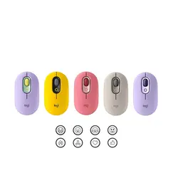 Logitech POP - Rato - emoji personalizável - óptico - 4 botões - sem fios - Bluetooth 5.1 LE - grafite