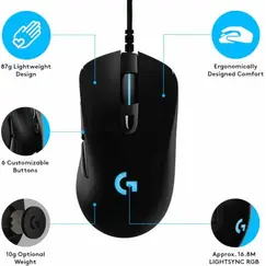 Logitech Gaming Mouse G403 HERO - Rato - óptico - 6 botões - com cabo - USB