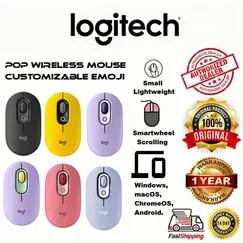 Logitech POP - Rato - emoji personalizável - óptico - 4 botões - sem fios - Bluetooth 5.1 LE - branco sujo