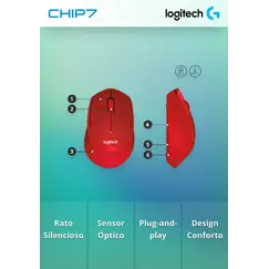 Logitech M330 SILENT PLUS - Rato - 3 botões - sem fios - 2.4 GHz - receptor sem fio USB - vermelho