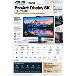 ASUS ProArt PA32KCX - Monitor LED - 32" - 7680 x 4320 8K @ 60 Hz - IPS - 1200 cd/m² - 1000:1 - DisplayHDR 1000 - 5 ms - 2xThunderbolt 4, 2xHDMI, Displ