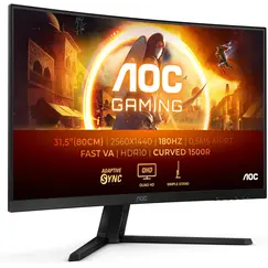 AOC Gaming CQ32G4VE - G4 Series - monitor LED - gaming - curvo - 32" (31.5" visível) - 2560 x 1440 QHD @ 180 Hz - Fast VA - 300 cd/m² - 3500:1 - HDR10