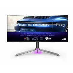 AOC AGON PRO PD34 Porsche Design - Monitor OLED - gaming - curvo - USB - 34" - 3440 x 1440 WQHD @ 240 Hz - 1000 cd/m² - 15000000:1 - DisplayHDR 400 Tr