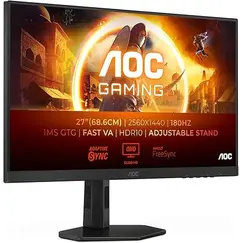AOC Gaming CQ27G4X - G4 Series - monitor LED - gaming - curvo - 27" - 2560 x 1440 QHD @ 180 Hz - Fast VA - 300 cd/m² - 4000:1 - HDR10 - 0.5 ms - 2xHDM